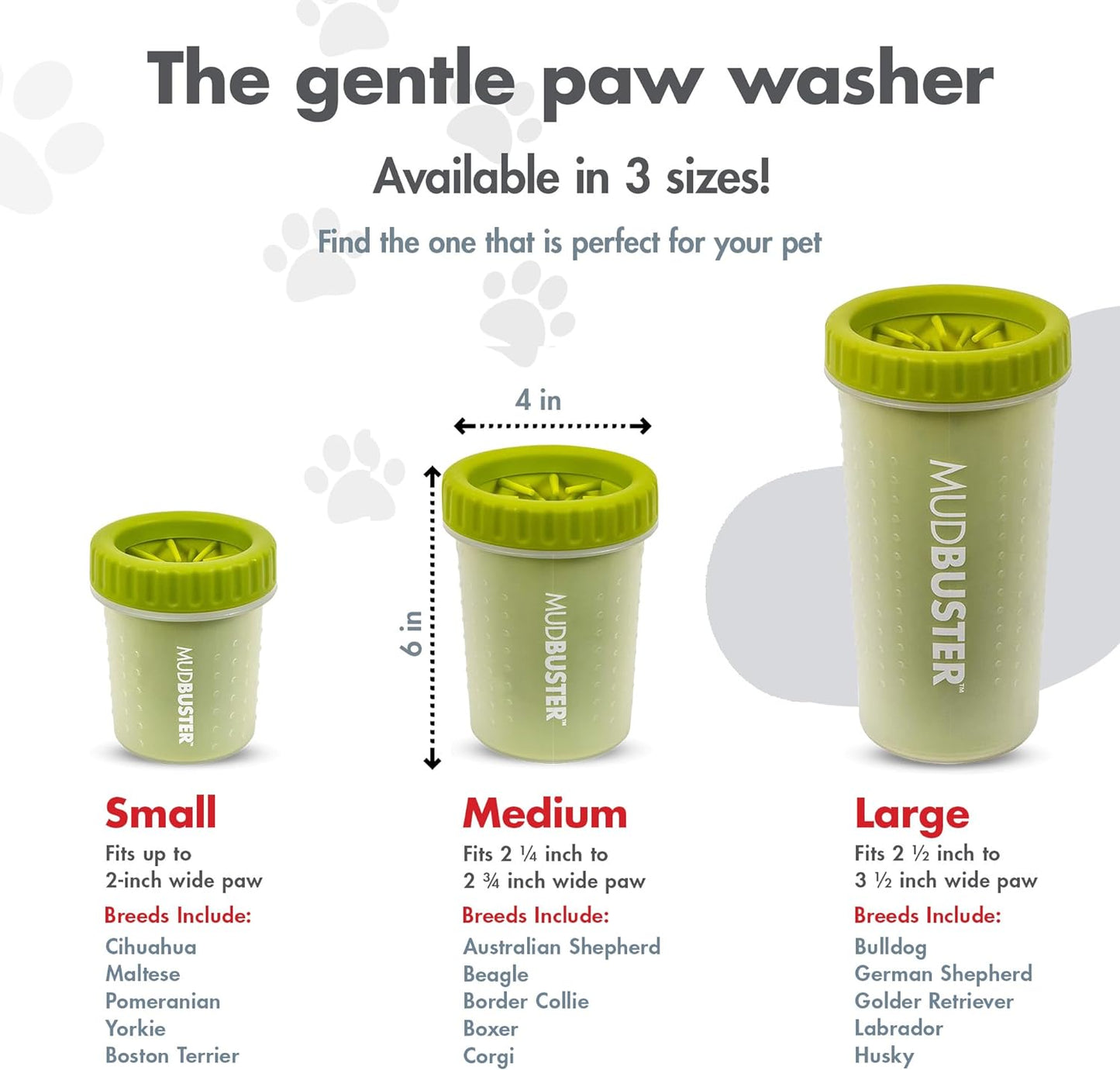 Mudbuster Portable Dog Paw Cleaner, Medium, Green, Paw Cleaner for Dogs, Premium Quality Pet Supplies and Dog Accessories