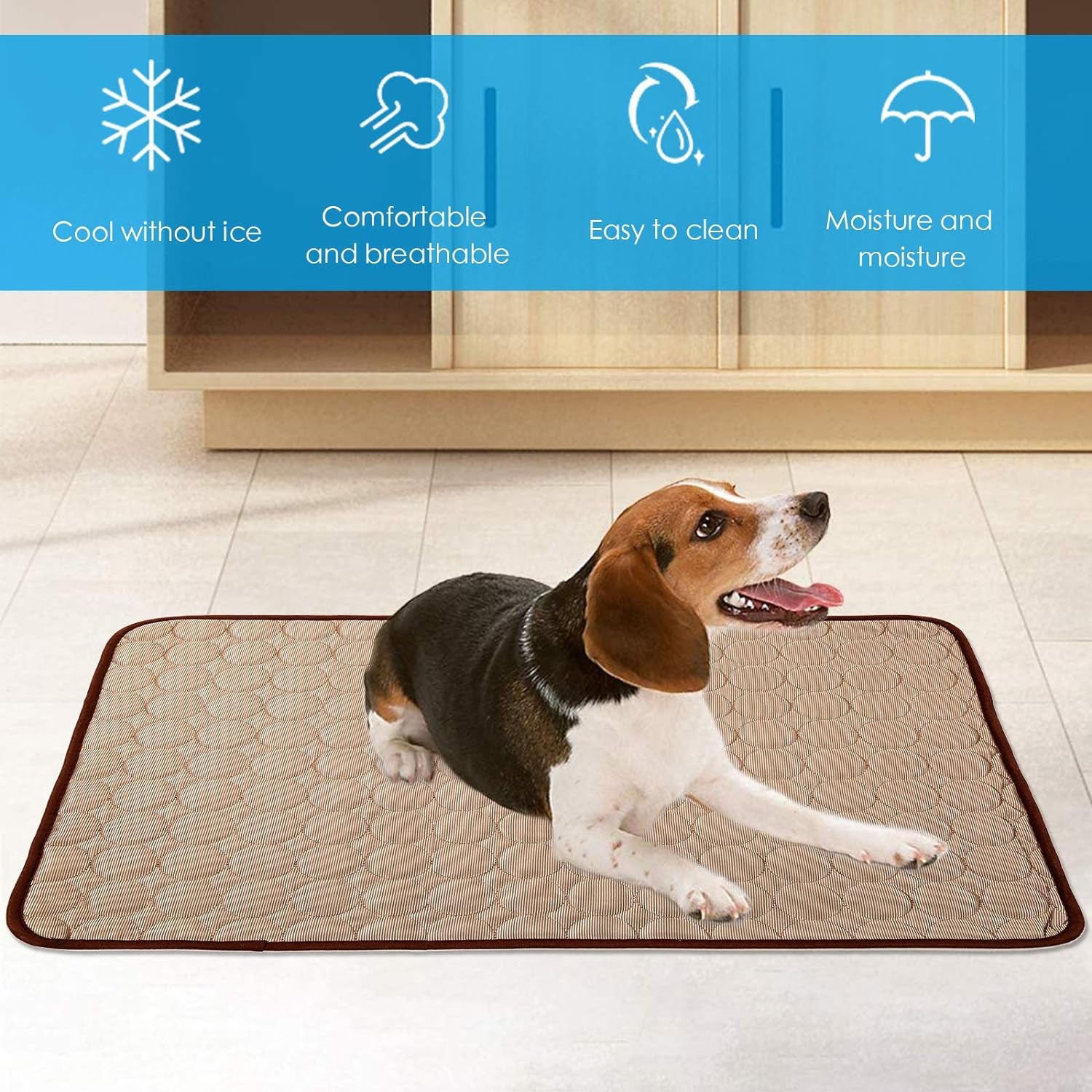 Dog Cooling Mat, Pet Cooling Mat for Dogs No Water or Electricity Needed Dog Cooling Pad for Kennels, Crates, Cars, Indoor & Outdoor Ice Silk Cooling Dog Mat for Extra Large Dogs Puppy Cats Animal