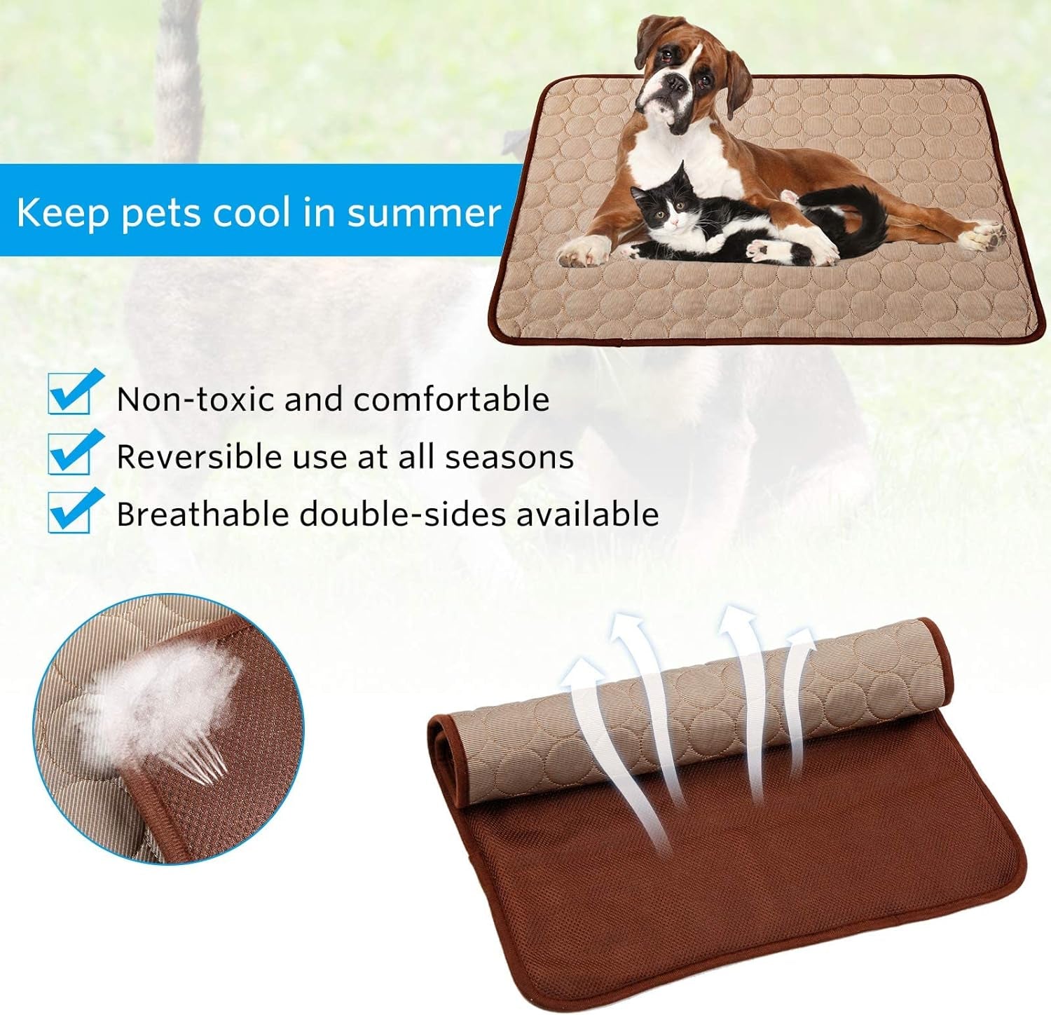 Dog Cooling Mat, Pet Cooling Mat for Dogs No Water or Electricity Needed Dog Cooling Pad for Kennels, Crates, Cars, Indoor & Outdoor Ice Silk Cooling Dog Mat for Extra Large Dogs Puppy Cats Animal